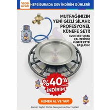 Revizo Künefe Ocağı Dövme Desenli Antrasit 38 cm ve Künefe Tepsisi + Tüp Uyumlu Musluk