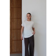 Roea Detaylı Modal T-Shirt Ekru