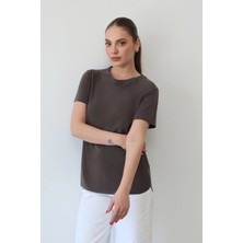 Roea Detaylı Modal T-Shirt Kahve
