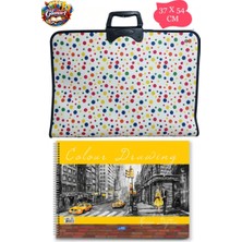 Glanart 35X50 cm Resim Çantası + 35X50 Resim Defteri (Askılı - Fermuarlı) Puantiyeli Desen