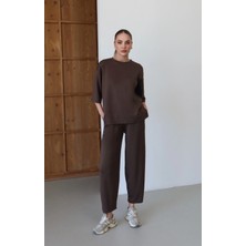 Roea Balon Pantolonlu Tunik Takım Kahve