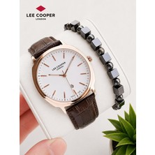 Lee Cooper Erkek Kol Saati 50 mt Suya Dayanıklı Deri Kordon Bileklik Hediyeli VS.BLKT.0985