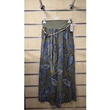 Park Moda Italyan Keten Pantolon Şal Desen Kemerli