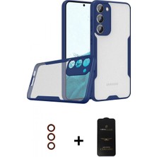 Marsilyan™- Galaxy S23 Plus Kılıf Atlas Asil Serisi - Siyah 6d Antistatik Mat Seramik Hayalet Nano Ekran Koruyucu + Metal Kamera Lens - Kı