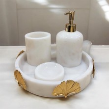 Marandmore Ginko Beyaz Mermer 4lü Banyo Seti