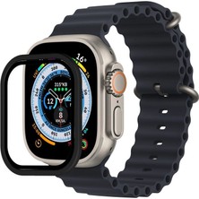 Uravas Store Watch Ultra 49MM Alüminyum Kasa Cam Ekran Koruyucu - Siyah