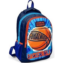 Uravas Store Coral High Lacivert Basketbol Desenli Ilkokul ve Ortaokul Sırt Çantası Üç Bölmeli Erkek Çocuk