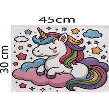 Queen Jera Renkli Sevimli Unicorn Desenli Beslenme Örtüsü Anaokulu ve Ilkokul Yıkanabilir