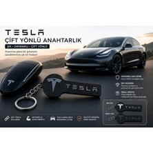 YSN Sounds Tesla Anahtarlık , Tesla Logolu Çift Yönlü Araç Anahtarlık - Hediyelik Tesla  Araba Anahtarlığı