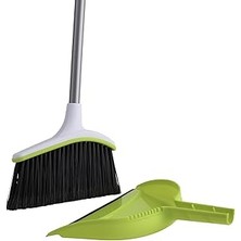 Uravas Store Casabella Basics Açılı Broom ve Dustpan Seti, Gümüş/yeşil Süpürge, Faraşlı, Çelik, Gümüş,