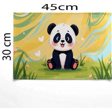 Queen Jera Sevimli Panda Renkli Okul Beslenme Örtüsü Yıkanabilir Kumaş Dayanıklı 30 x 45 cm