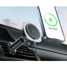 İlanib Ticaret Ally QI-206 Magsafe Uyumlu Araç Içi 15W Kablosuz Hızlı Şarj Telefon TUTUCU-1852