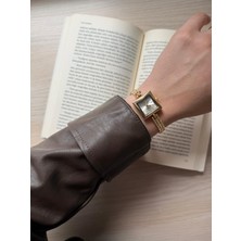 Rubsey Retro Minimal Metal Kordon Vintage Kadın Kol Saati Kare