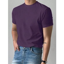 Erkek Basic Tişört %100 Pamuk Rahat Kalıp Bisiklet Yaka Günlük Şık T-Shirt
