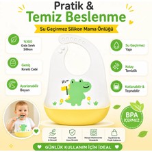 Jojobebek Dinazor Figürlü Premium, Dayanıklı Bpa'sız Ayarlanabilir Çocuk Silikon Mama Önlüğü (9+ Ay)