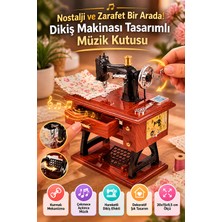 Dikiş Makinası Müzik Kutusu Nostaljik Dekoratif Hediyelik Kurmalı Mekanik Çekmeceli Model