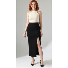 Maimoda Kadın Yırtmaçlı 92CM Dalgıç Kumaş Kalem Etek