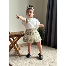 Butik Kız Çocuk 3 Boyutlu Çiçek Desenli Etekli 2'li Takım