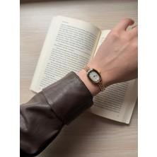 Rubsey Retro Minimal Metal Kordon Vintage Kadın Kol Saati Altın