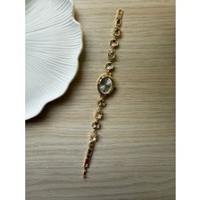 Rubsey Retro Minimal Metal Kordon Vintage Kadın Kol Saati Taşlı Model