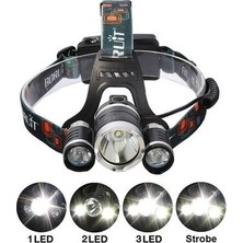 Uravas Store T6 Kafa Feneri 5000 Lumens 3xcree Xm-T6+2r5 Lamba LED Kamp Lambası