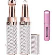 Uravas Store Luxury 2 Başlıklı Şarjlı Işıklı Kaş Bıyık Tüy Alma Kadın Epilasyon Aleti ve Mini Parfüm Şişesi