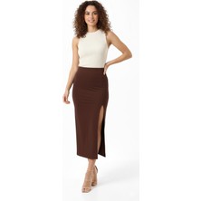 Maimoda Kadın Yırtmaçlı 92CM Dalgıç Kumaş Kalem Etek