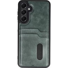 Renas Store Newface Galaxy A56 Kılıf Sara Kartvizitli Deri Kılıf - Koyu Yeşil