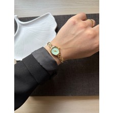 Rubsey Retro Minimal Metal Kordon Vintage Kadın Kol Saati Içi Su Yeşili