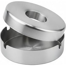 Uravas Store Paslanmaz Çelik Metal Küllük – 12 cm Yuvarlak, Kapaklı ve Dayanıklı Tasarım