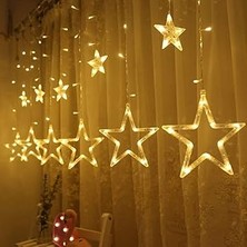 Renas Store Yıldız Sarkıtlı Perde LED Aydınlatma - Genişlik, 8 Modlu, Günışığı Renk,ev Süsleme Işığı