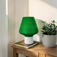 Şeffaf Yeşil Dekoratif Masa Lambası – Minimal Tasarım, E14 Duy, 2m Kablolu, Modern Gece Lambası, Beyaz Işık Ampul Hediyeli