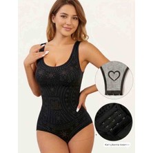 BBS Kadın Siyah Toparlayıcı Body Korse - Alttan Geçirmeli Ayarlanabilir Kopçalı Şekillendirici Body