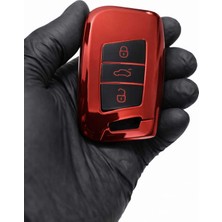 Gma Keys Volkswagen Passat B8 Arteon Smart Siyah Oto Nano Anahtar Kumanda Kabı Kılıfı Siyah Kırmızı Renk
