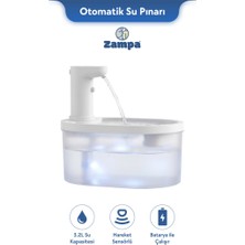 Zampa Kedi ve Köpekler Için Oval Sensörlü Bataryalı Otomatik Su Pınarı 3.2 Litre