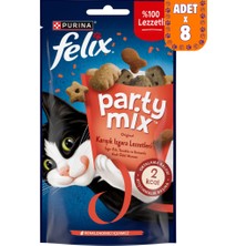 Felix Party Mix Karışık Izgara Lezzetleri Sığır Etli Tavuklu ve Somonlu Kedi Ödülü 8X60 gr