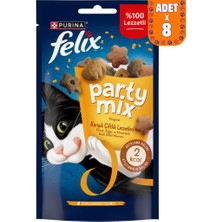 Felix Party Mix Karışık Çiftlik Lezzetleri Tavuk Ciğer ve Hindi Etli Kedi Ödülü 8X60 gr