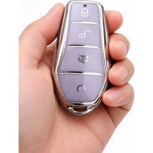 Gma Keys Byd Atto 3 ve Seal U Smart Nano Anahtar Koruma Kılıfı Lila Gümüş Silver Renk