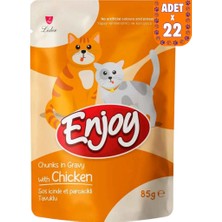 Enjoy Sos Içinde Et Parçacıklı Tavuklu Kedi Yaş Maması Pouch 22X85 gr
