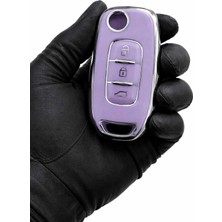 Gma Keys Megane 4 Clio 5 Captur Taliant Express 3 Buton Nano Anahtar Kılıfı Mor Gümüş Renk