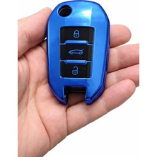 Gma Keys Peugeot 301 308 208 508 2008 3008 Citroen C3 C4 Opel Nano Anahtar Kılıfı Fosforlu Mavi Siyah Renk