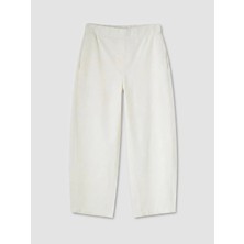 LC Waikiki Lcw Modest Ekru Beli Lastikli Kadın Gabardin Pantolon