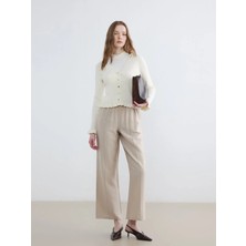 LC Waikiki Lcw Modest Bej Beli Lastikli Geniş Paça Kadın Pantolon