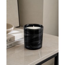Orcadeco&lumera-Siyah Mermer Desenli Cam Mum 10 cm – Dekoratif Lüks Kavanoz Mum, Modern Ev & Banyo Aksesuarı