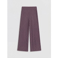 LC Waikiki Lcwaıkıkı Classic Lila Beli Lastikli Dokulu Kadın Pantolon