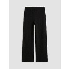 LC Waikiki Xsıde Siyah Beli Lastikli Dokulu Kadın Pantolon