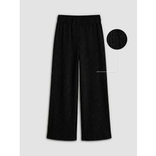 LC Waikiki Lcwaıkıkı Classic Siyah Beli Lastikli Dokulu Kadın Pantolon