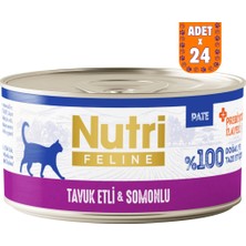 Nutri Feline Tavuk Etli ve Somonlu Tahılsız Yetişkin Kedi Konservesi Pate 24X70 gr