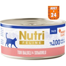 Nutri Feline Ton Balıklı ve Somonlu Tahılsız Yetişkin Kedi Konservesi Pate 24X70 gr