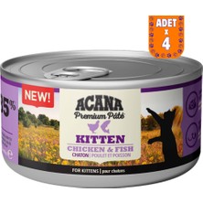 Acana Premium Pate Kitten Tavuklu ve Balıklı Yavru Kedi Konservesi 4X85 gr